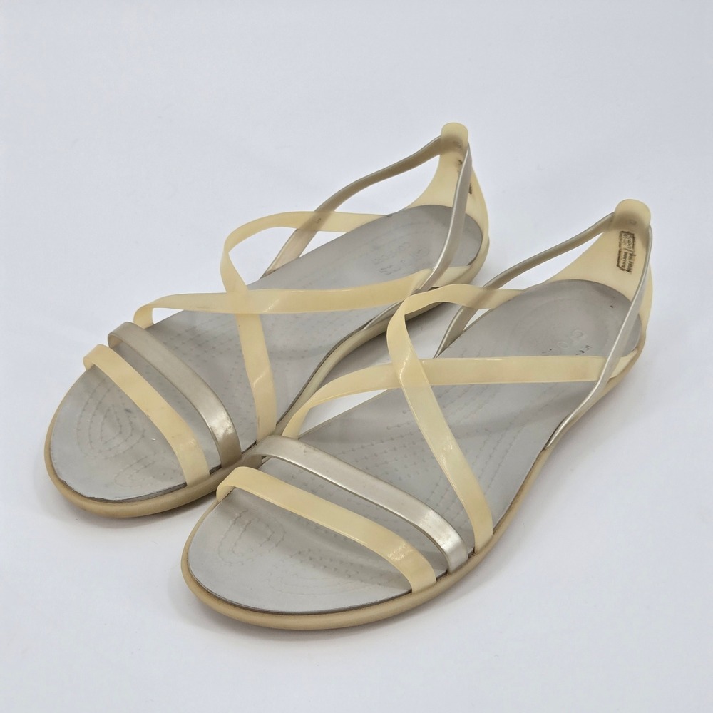 Crocs Isabella Strappy Sandals Women's Size 10 Oyster Champagne Jelly Flat